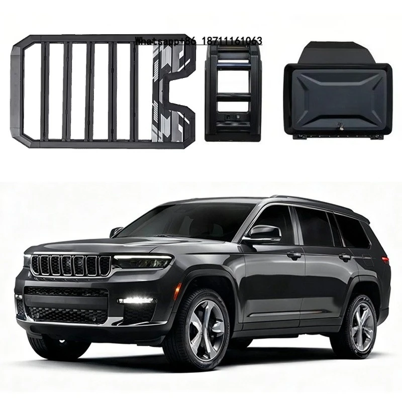 

Aluminum Alloy Car Roof Cargo Luggage Rack Baskets Side Ladder Side Box for Grand Cherokee/L 2016-2023 2024+