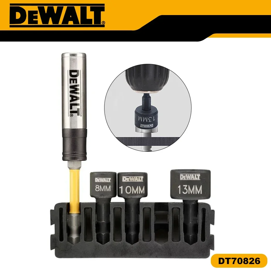 

DEWALT DT70826 4PCS Stubby Nut Driver Screwdriver Bit Holder 1/4“ Socket 8/10/13mm with Storage Case