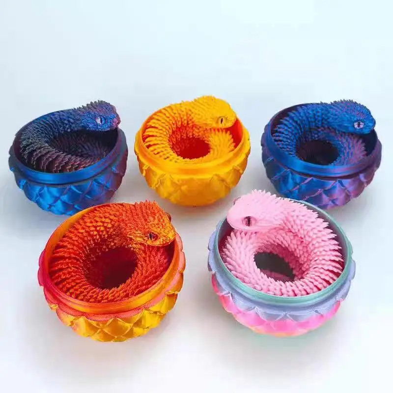C Cool Funny Figurine For Home Office Desktop Home Decor 30cm 3D Printed Snake With 8.5cm Egg Mobility Simulate Snake Ornament