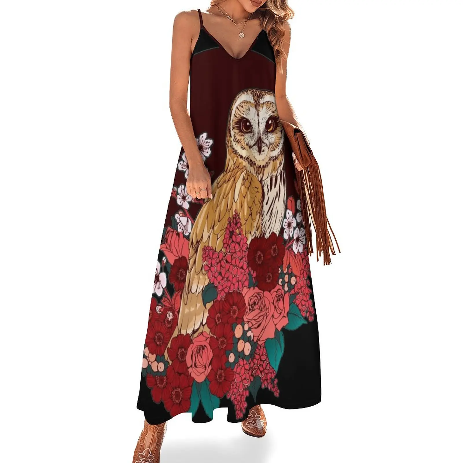 Owl Floral Eclipse Sleeveless Dress evening dresses ladies summer clothes for women