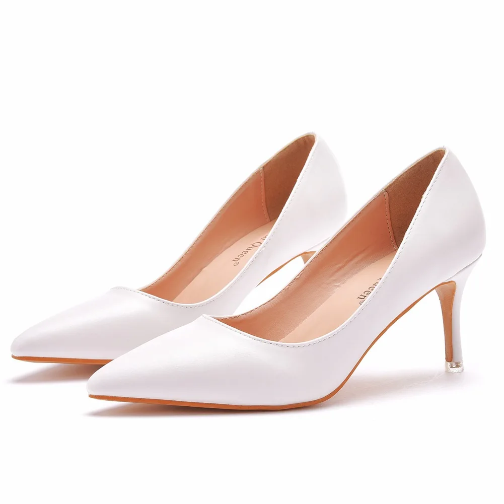 

7cm pointed toe single shoe, small slim heel, medium heel, foreign trade plus size women's single shoe