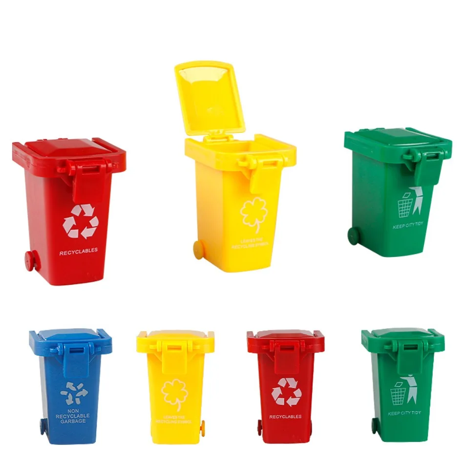 Mini colorful recycling trash toys children's educational waste sorting game simulation mini trash model children's play gifts.