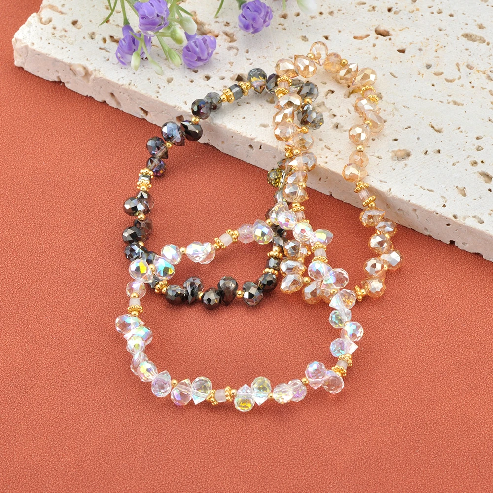 Lokaer CZ Kristall Wasser Tropfen Perlen Handgemachte Elastische Armband Edelstahl Beliebte Mode Trendy Wasserdicht Schmuck B25219