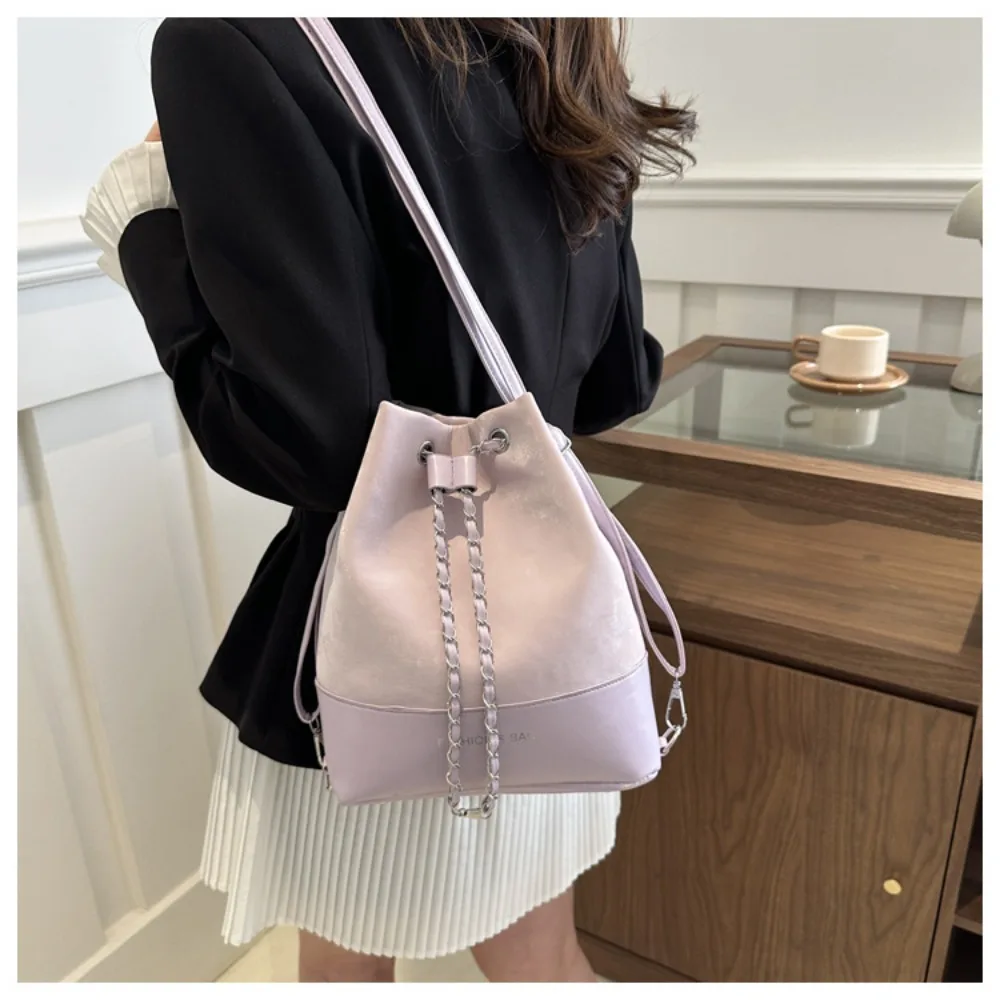 

Lightweight Women Backpack Fashion Adjustable Strap Drawstring Small Backpack Solid Color Wear Resistant Shoulder Bag Women