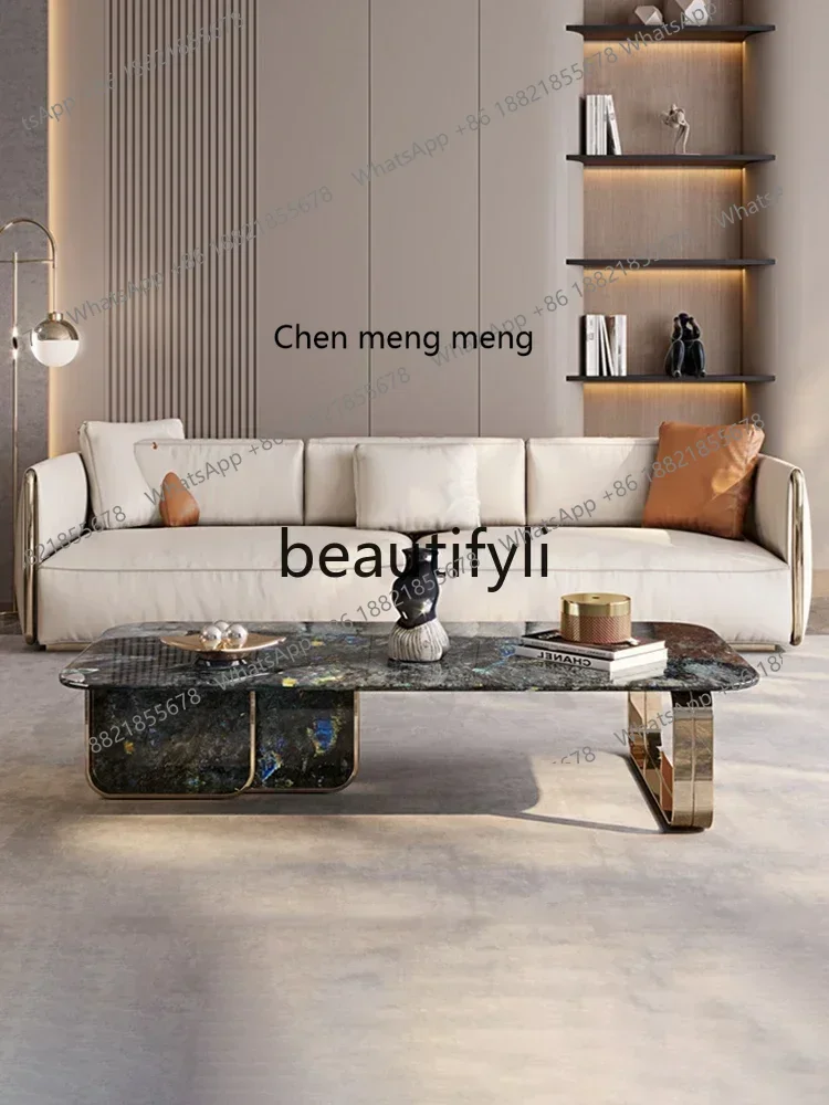 2003 Coffee table stainless steel light luxury champagne gold Amazon green Pandora snow mountain flying fox