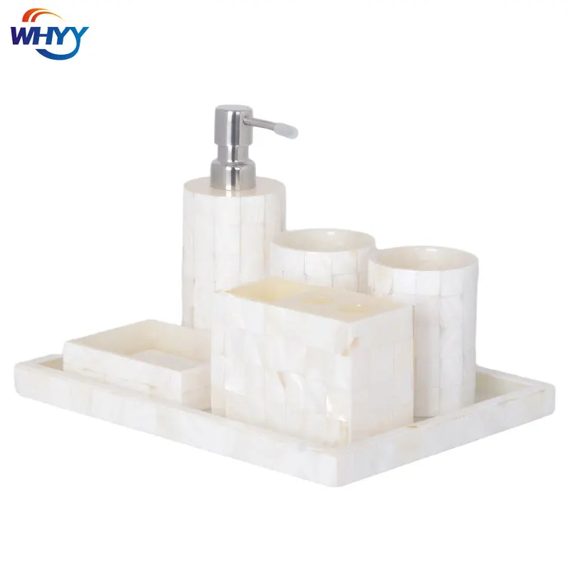 

WHYY Resin Material Bathroom Accessories Sets Luxury Toothbrush Holder Soap Dispenser Cotton Jar Mouthwash Cup for Home Supplies