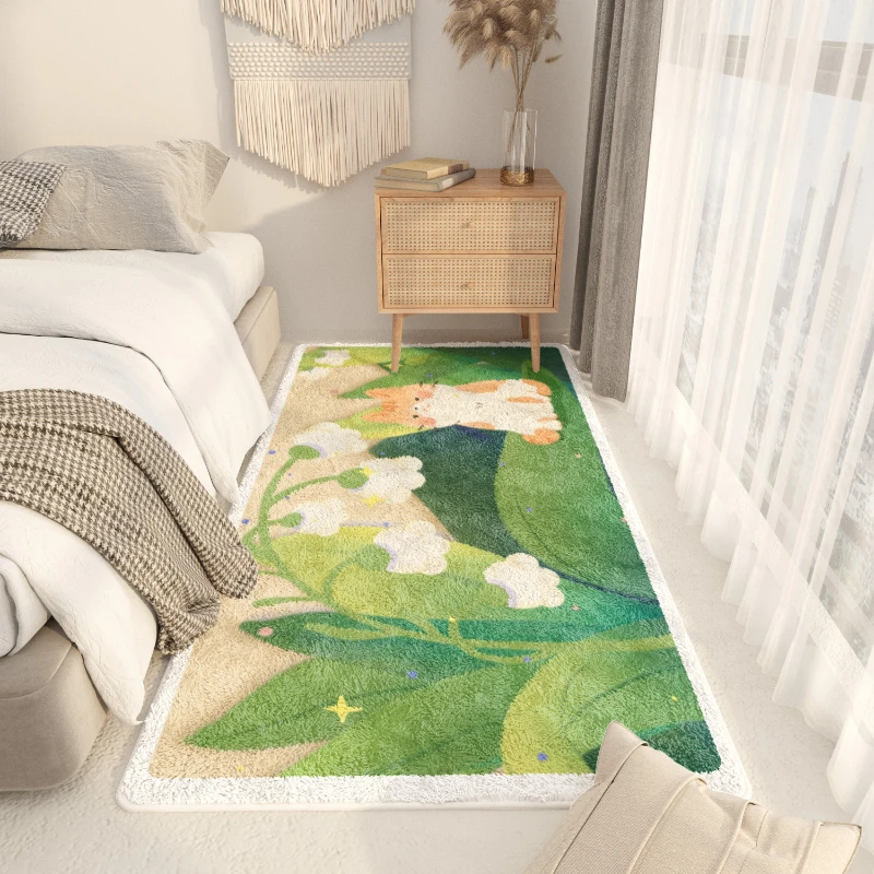 Ins Style Bedroom Decor Plush Carpet Home Fluffy Soft Rug Thicken Anti-slip Bedside Mat Cartoon Pattern Carpets for Living Room