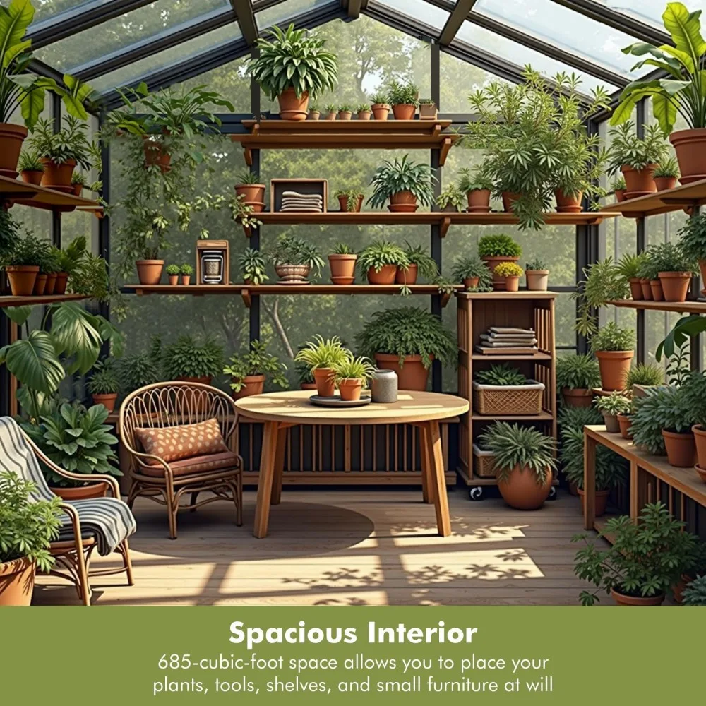 

Premium Aluminum Frame to Withstand Strong Winds & Snowstorm, Large Walk-in Winter Green Houses for Outside, Greenhouses