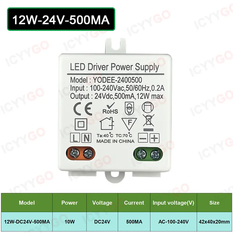 3W 6W 10W 12W DC12V 24V Lighting Transformer 250MA 500MA 830MA 600MA Driver Suitable For LED Light Strip 3528 5050 Power Supply - Image 10