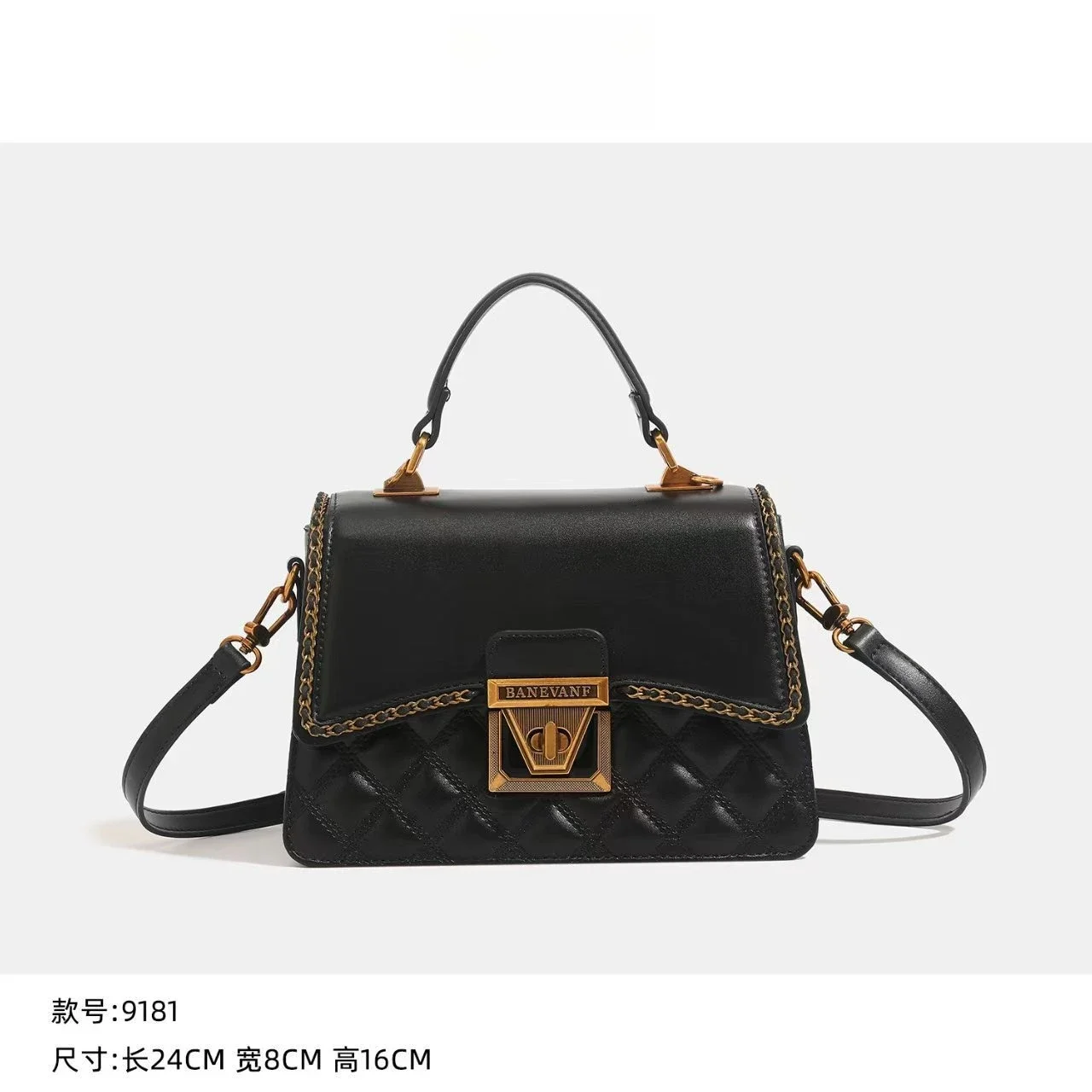 

​2025 New Women's Quilted Lock Crossbody Bag, Vintage Chain Strap Tote, Chic Shoulder Sling for Commute, Elegant & Spacious​