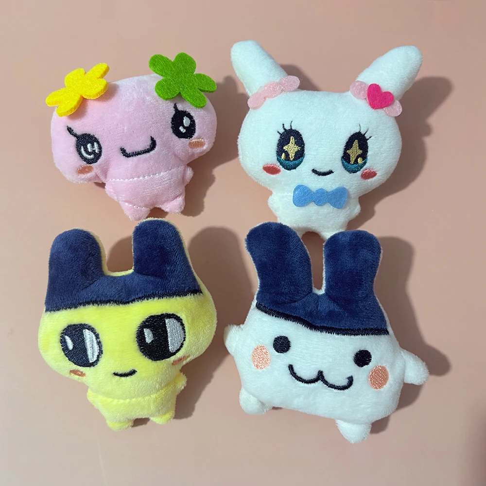 4pcs/set Cute Mametchi Kuchipatchi Lovelitchi Chamametchi Plush Brooches Anime Doll Badge Lapel Pin Clothes Backpack Decor Props