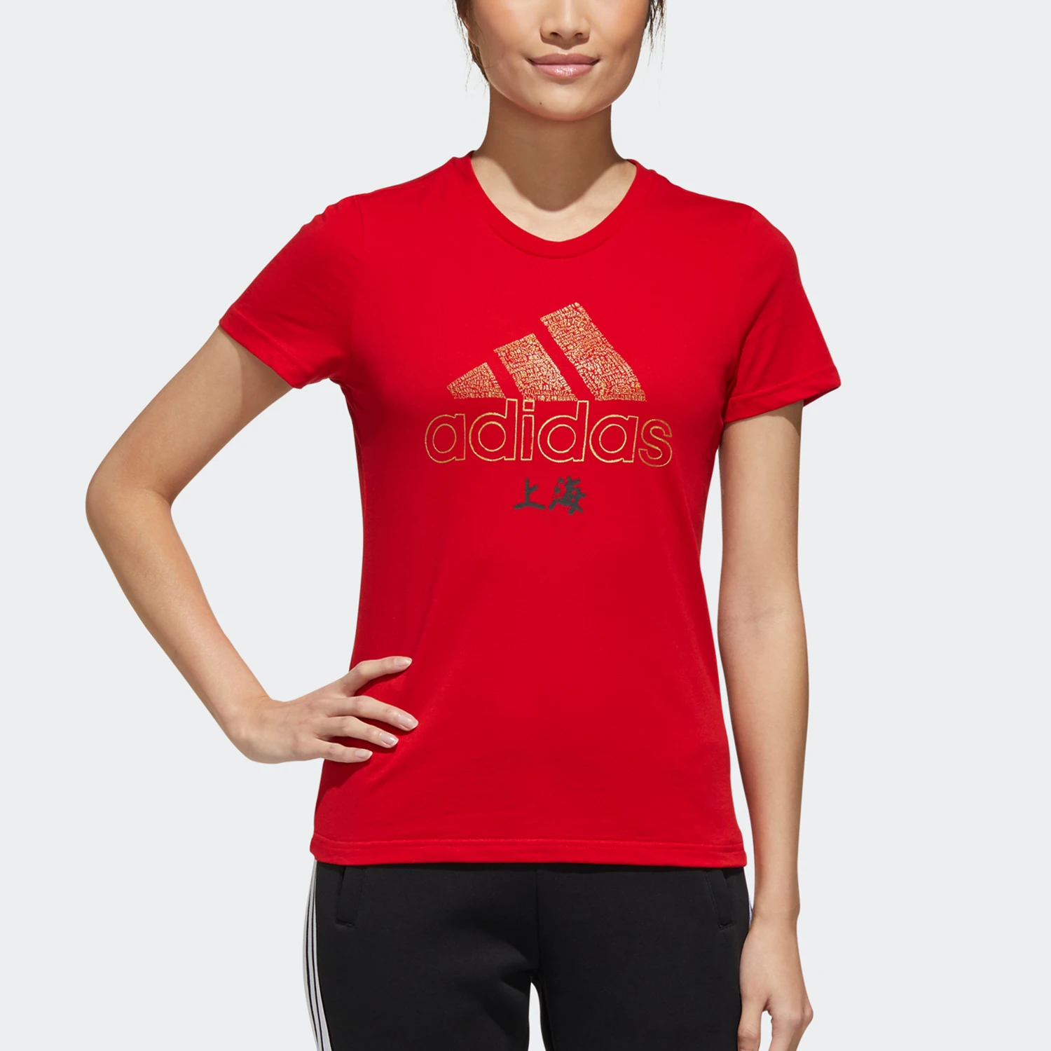 

Оригинальная женская трикотажная спортивная футболка Adidas 2025 с принтом логотипа и короткими рукавами GL5594