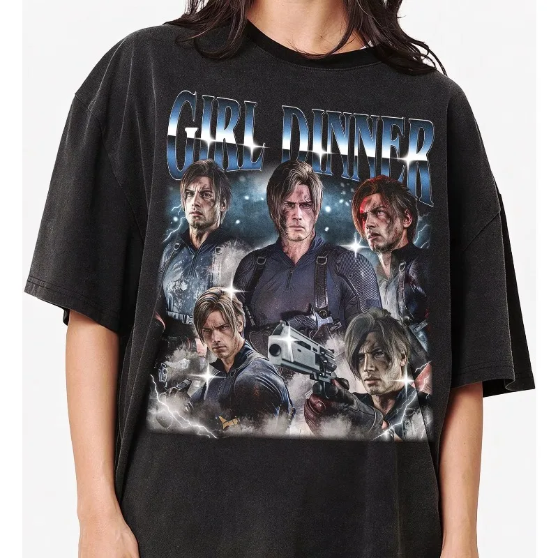 Girl's Dinner Themed T-shirt, Fun Albert Wesker Pattern T-shirt, Resident Evil, Suitable for All Seasons, Unisex T-shirt