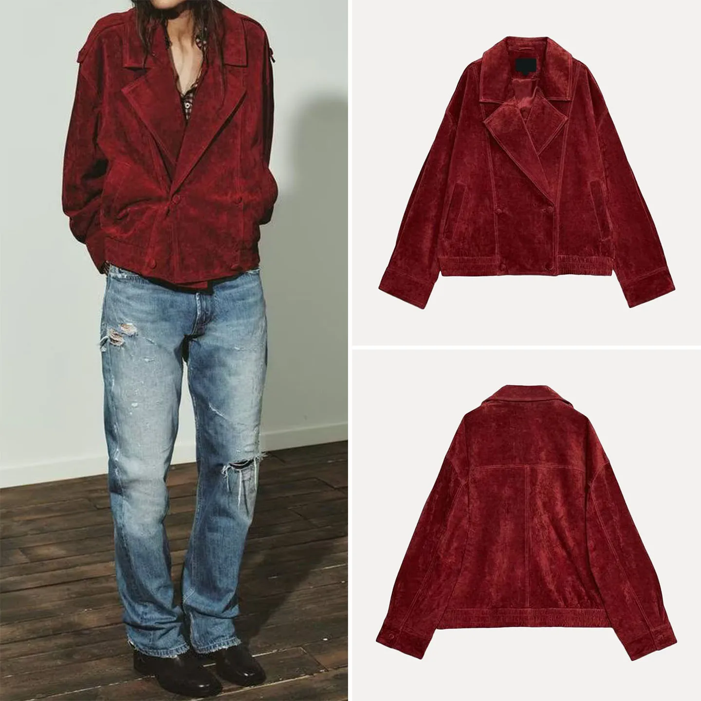 Faionable Reversible Faux Leather Jaet Women's ort Coat Autumn 2025 Z Stand Fit European Sle Long Sve