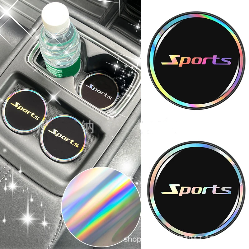 2PCS Car Cup Anti-slip Mat Sport Alphabet Radiant Interior Accessories Car Cup Sink Decorations Universal Car Supplies