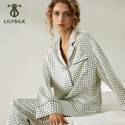 LILYSILK Silk Women Pajama Set 19 Momme Lapel collar  Pearl Button-Up Elastic Waistband Sleepwear for Sleeping Free Shipping