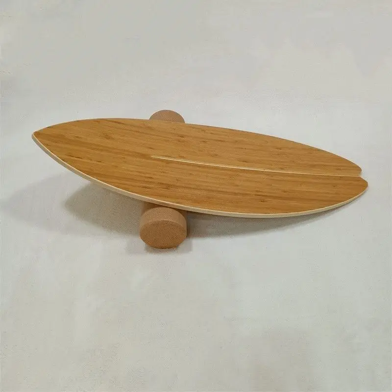 Allenatore per tavola di equilibrio in legno per esercizi fitness personalizzato con tavola per allenamento in vita con rullo in sughero Tavola per equilibrio centrale yoga