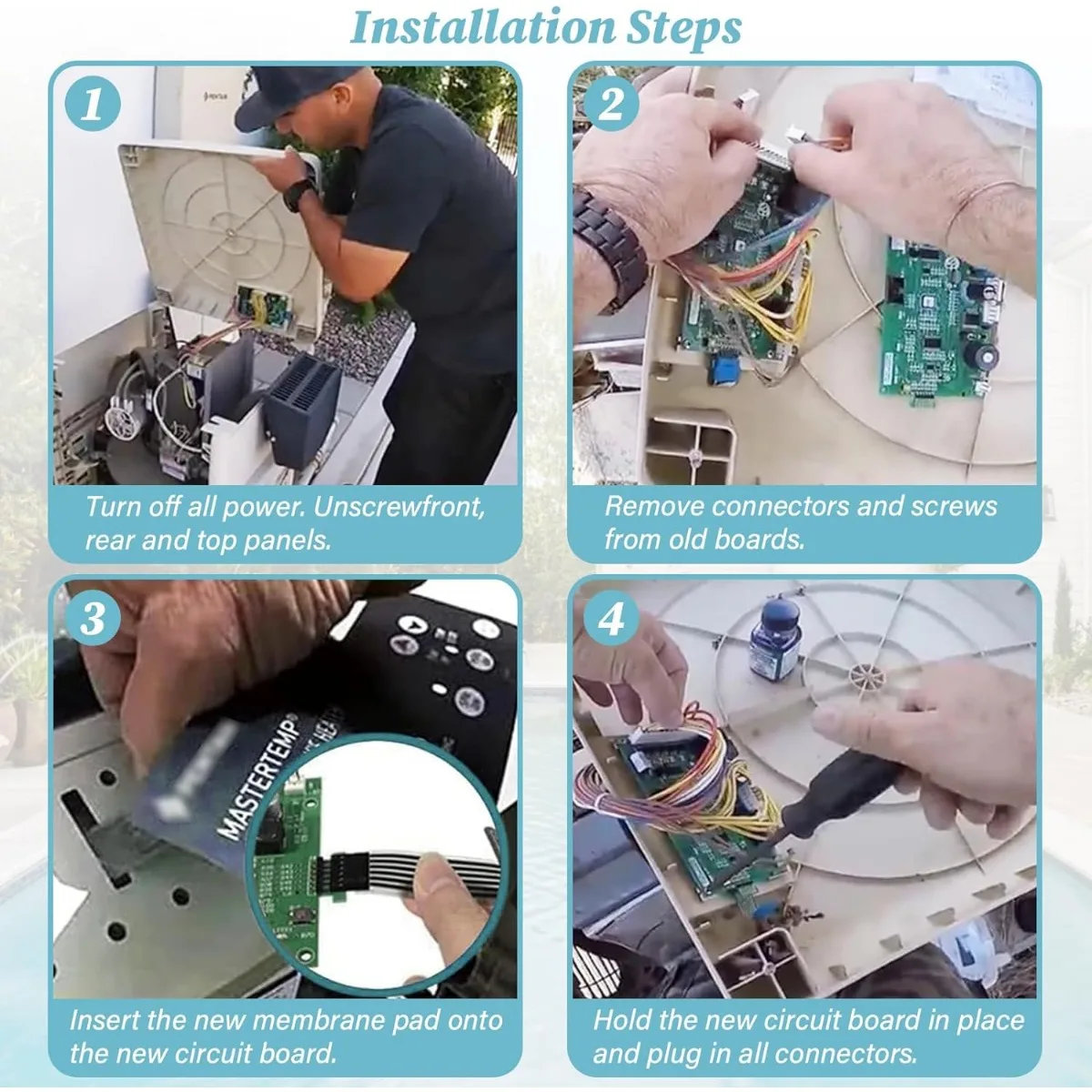 Compatible with Mastertemp & Sta-Rite Max-E-Therm Pool Heater Control Board kit with Switch Membrane Pad 42002-0007S 472610Z