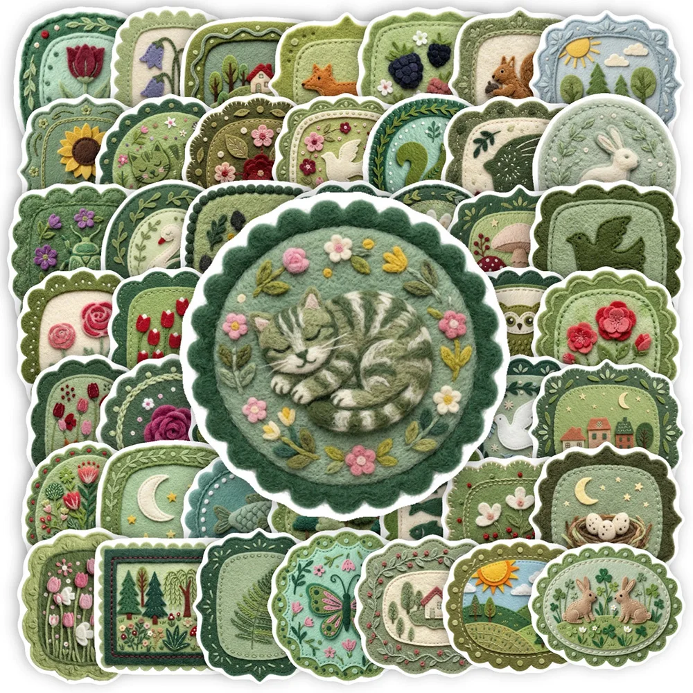 10/30/50pcs Cartoon Fresh Style Forest Embroidery Stickers Decorative Guitar Luggage Phone Kawaii Rabbit Waterproof Decal Gift