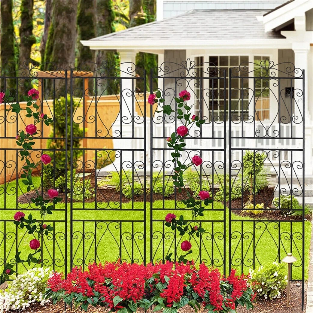 تعريشة حديقة معدنية كبيرة لوحات سياج تعريشة نباتات خارجية ساحة فناء شاشة طويلة مقاومة للصدأ لتسلق كروم الورود #4