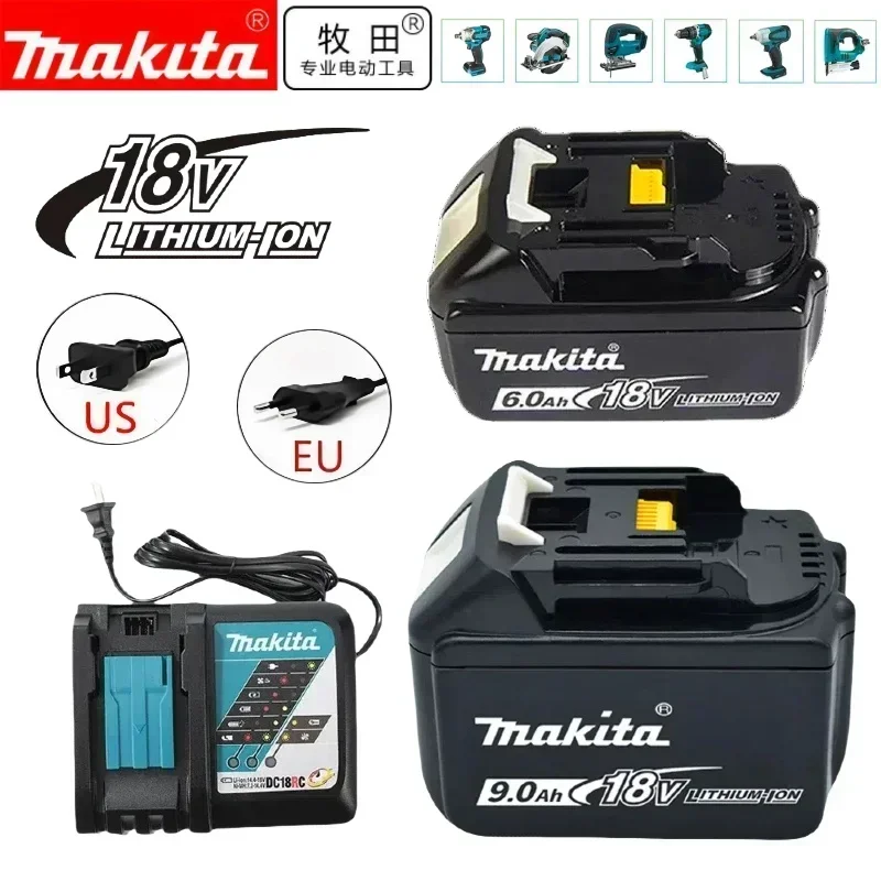 

100% Compatible Makita 18V 6.0Ah Rechargeable Power Tool Battery Lithium ion Replacement BL1830B BL1850B BL1860B BL1815 BL1840