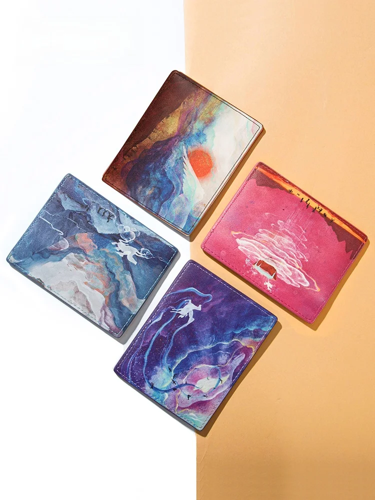 Simple Museum Dream  Card Holder Retro Transportation ID Card Wallet Thoughtful Gift Cartoon Style Synthetic Leather
