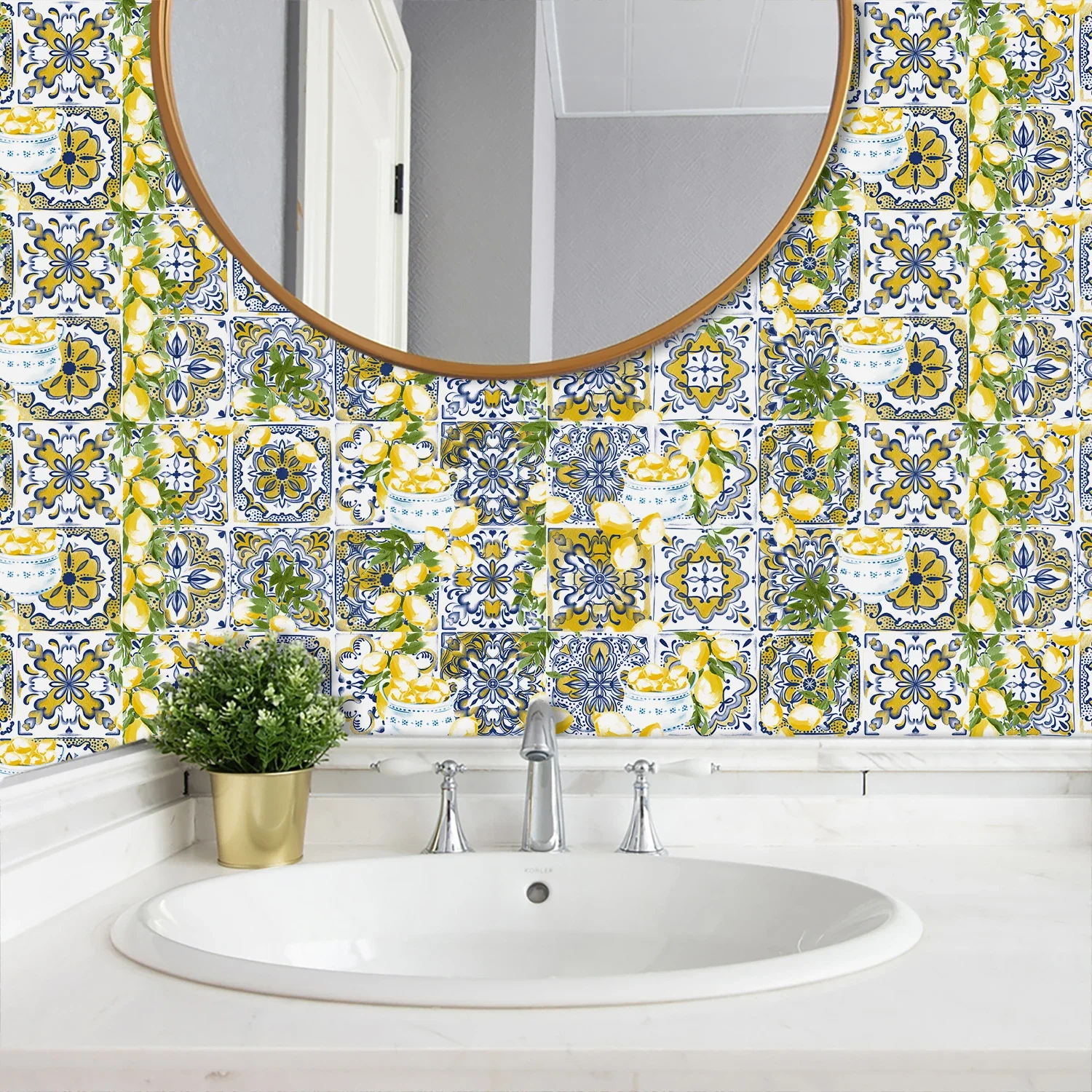 الليمون بلاط السيراميك ملصقات الحائط قشر وعصا المطبخ باكسبلاش الزخرفية الخصر التفاف قطاع خزانة الفن جدار الشارات #4