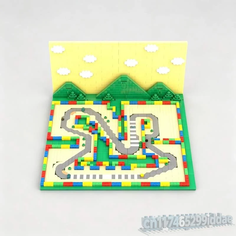 2361PCS Micro Scale Classic Game Kart Race Track Scene Custom Building Blocks DIY Assembly Educational Toy Birthday Home Gifts