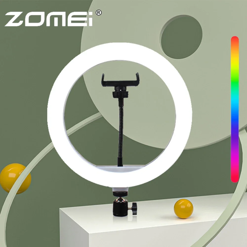 ZOMEI 10/12 inch RGB Selfie Ring Light Profissional 11 inch Fill Light Led Lamp for Video Recording Live Broadcast  Ringlights