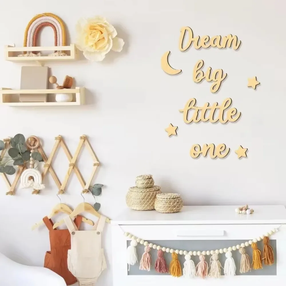 8PCS NEW for Home Farmhouse Living Playroom Decor Boho Moon Stars Wooden Sign Decoration Boys Girls Bedrooms Hang on Wall Art