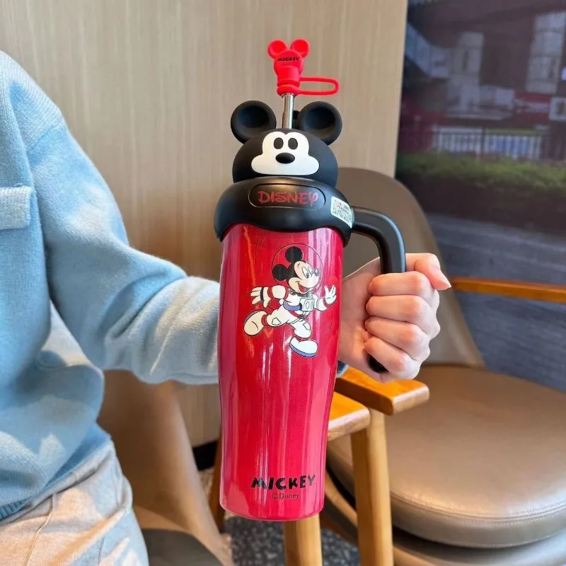 Disney New Lotso Minnie Mickey 304 Stainless Steel Straw Ice Cup Large Capacity Cartoon Insulated Cup Cute Outdoor Travel Cup