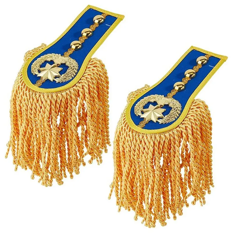 

A32HOT-2PCS 28 см золотые погоны с кисточками на плечах со съемной бахромой и цепочкой для декора костюма