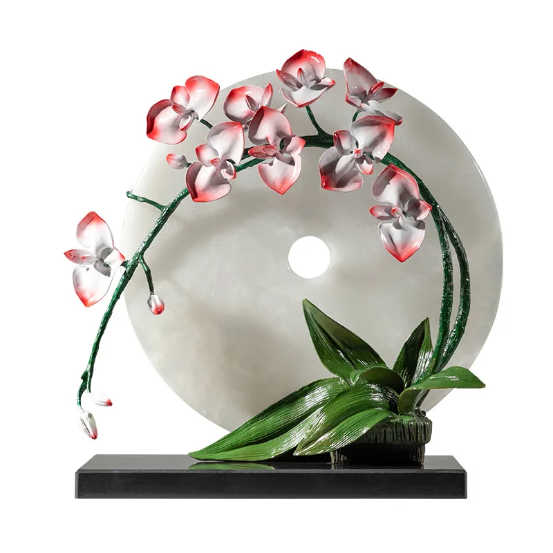 

Yuerun orchid orchid jade brass ornament handicraft housewarming gifts copper carving ornament ornament