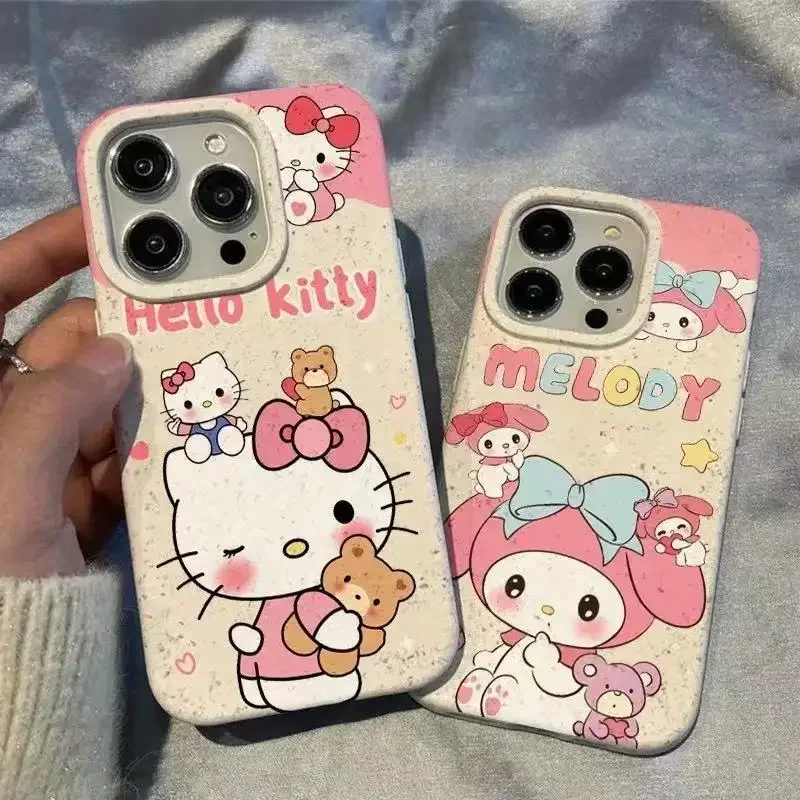 Capa Anime Hello Kitty, Kawaii, Sanrio, doce, bonito dos desenhos animados, My Melody, terno para iPhone 15Plus, 14 Apple, presentes para meninas