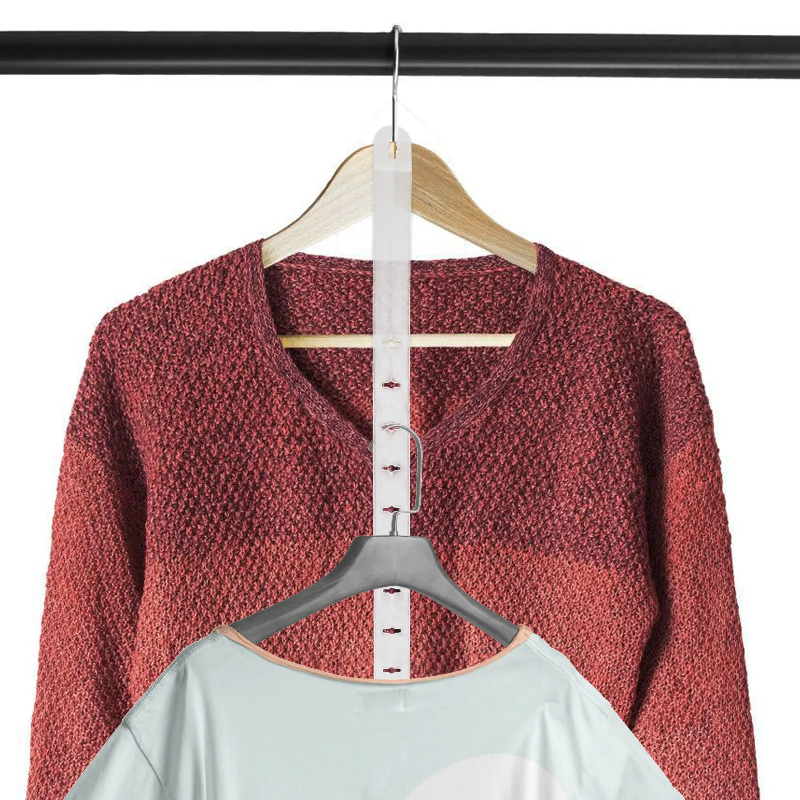 

20Pcs Plastic Clothes Hanger Connector Strips Transparent Nonslip Stable Display Strips Closet Organizer Wardrobe Hanging Space