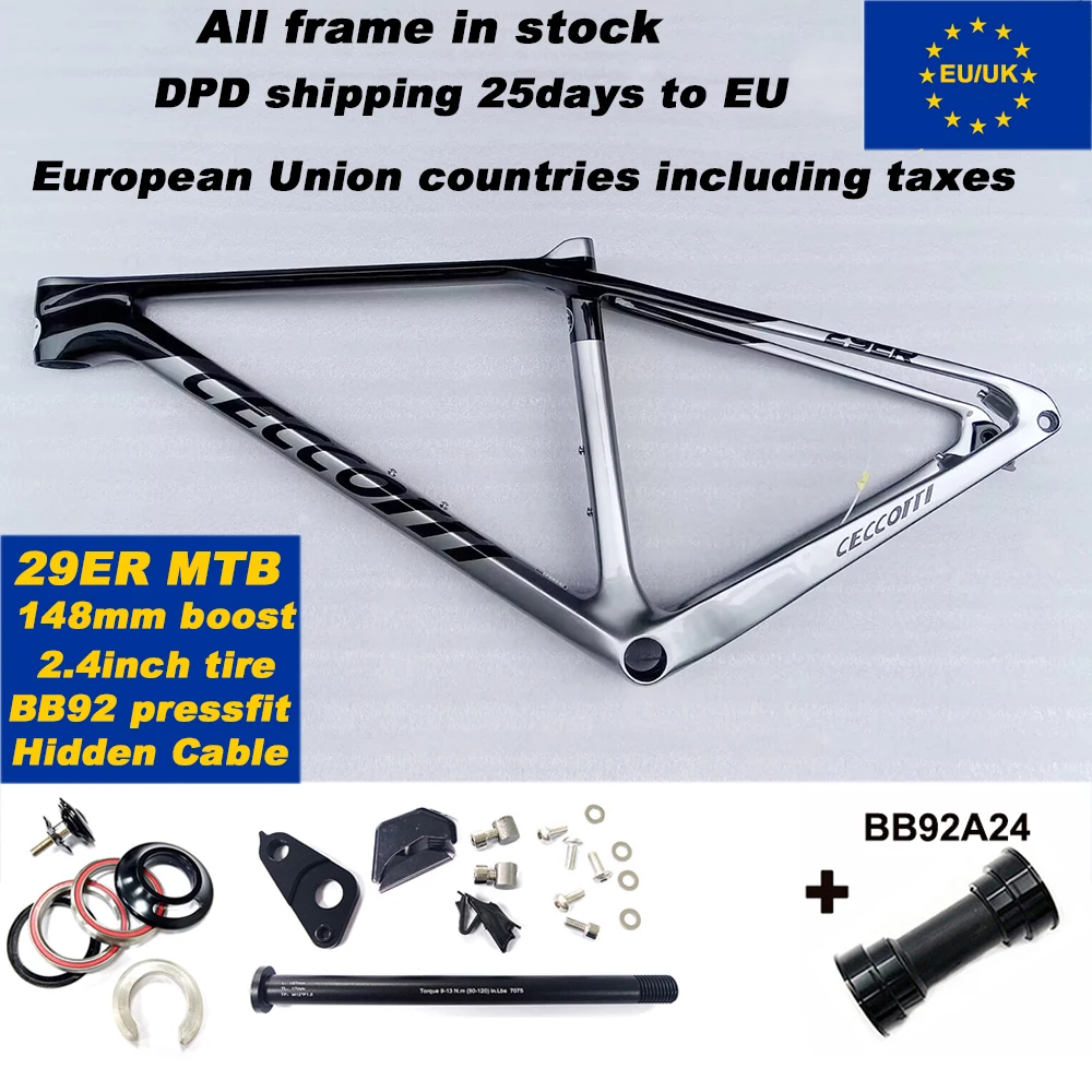 

CECCOTTI Factory Carbon Frame 29er MTB в наличии 148 X12 мм Boost Mountail Велосипедная рама быстрая доставка и налог к Великобританию, США