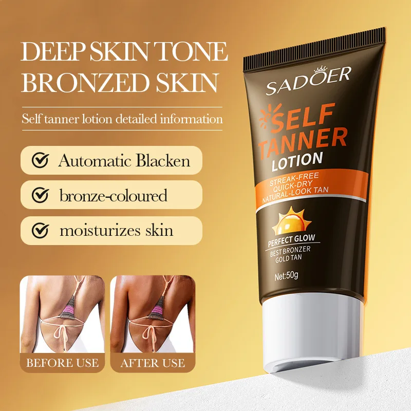 Self Tanner Lotion Body Tanning Cream Sunscreen for Face Body Neck Deep Skin Tone Moisturizing Protector Solar Blocker