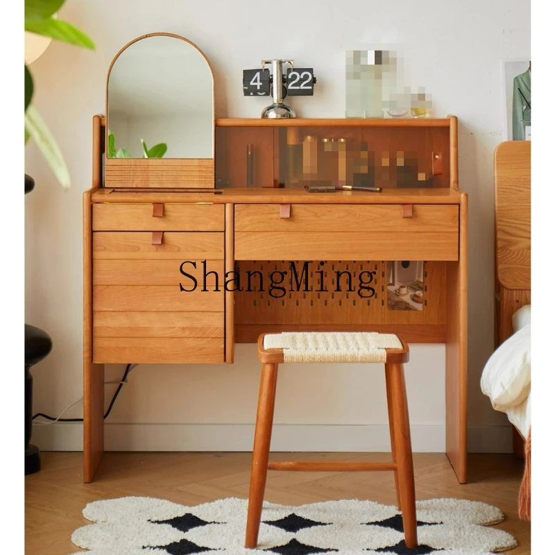 

ZYY solid wood dresser, bedroom makeup table, mini storage cabinet, integrated small apartment, medium and ancient style