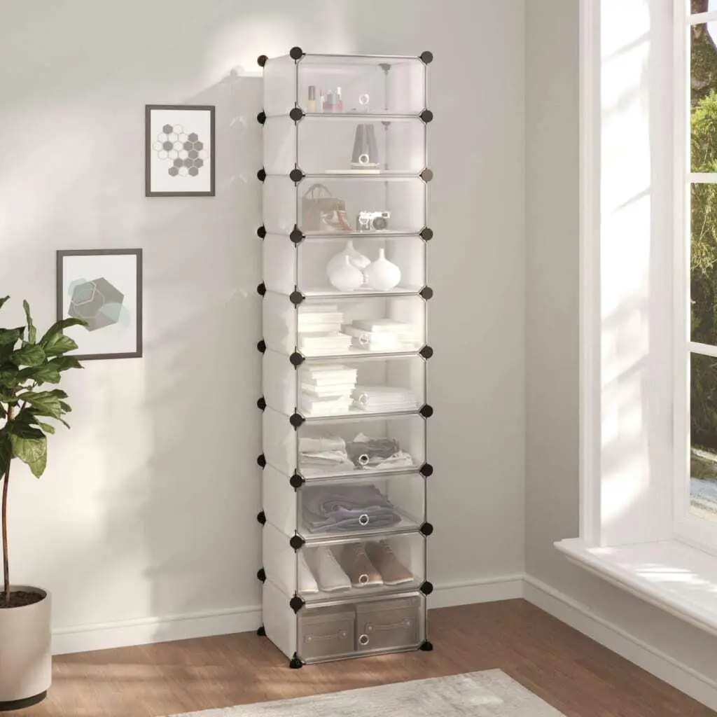 44x32x174 cm Transparent Shoe Rack – Durable PP Storage Solution for Organizing Footwear