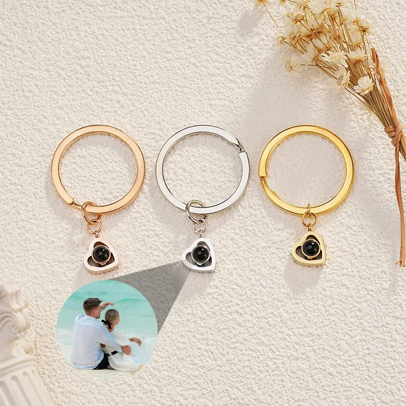 Custom Photo Keychain Personalized Heart Photo Projection Keychain for BoyGirlfriend Custom Projection Keychain Memorial Gift