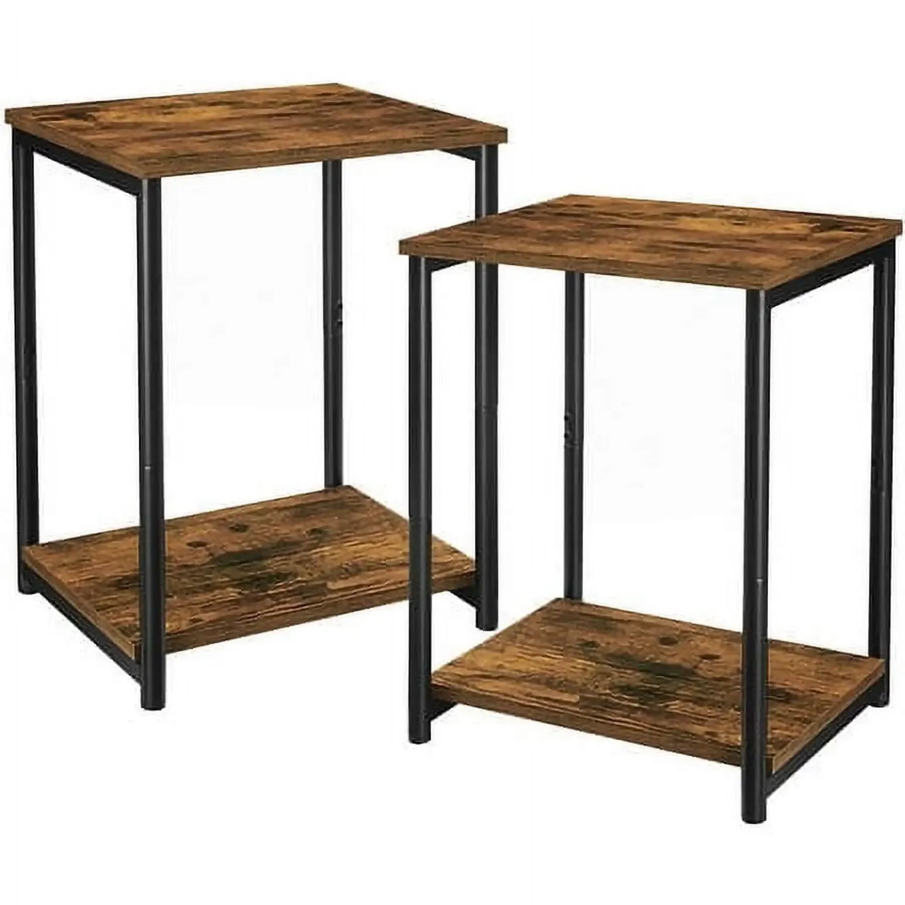 

Side Tables Set of 2 Small End Table Nightstand for Living Room Bedroom Rectangle Brown and Black