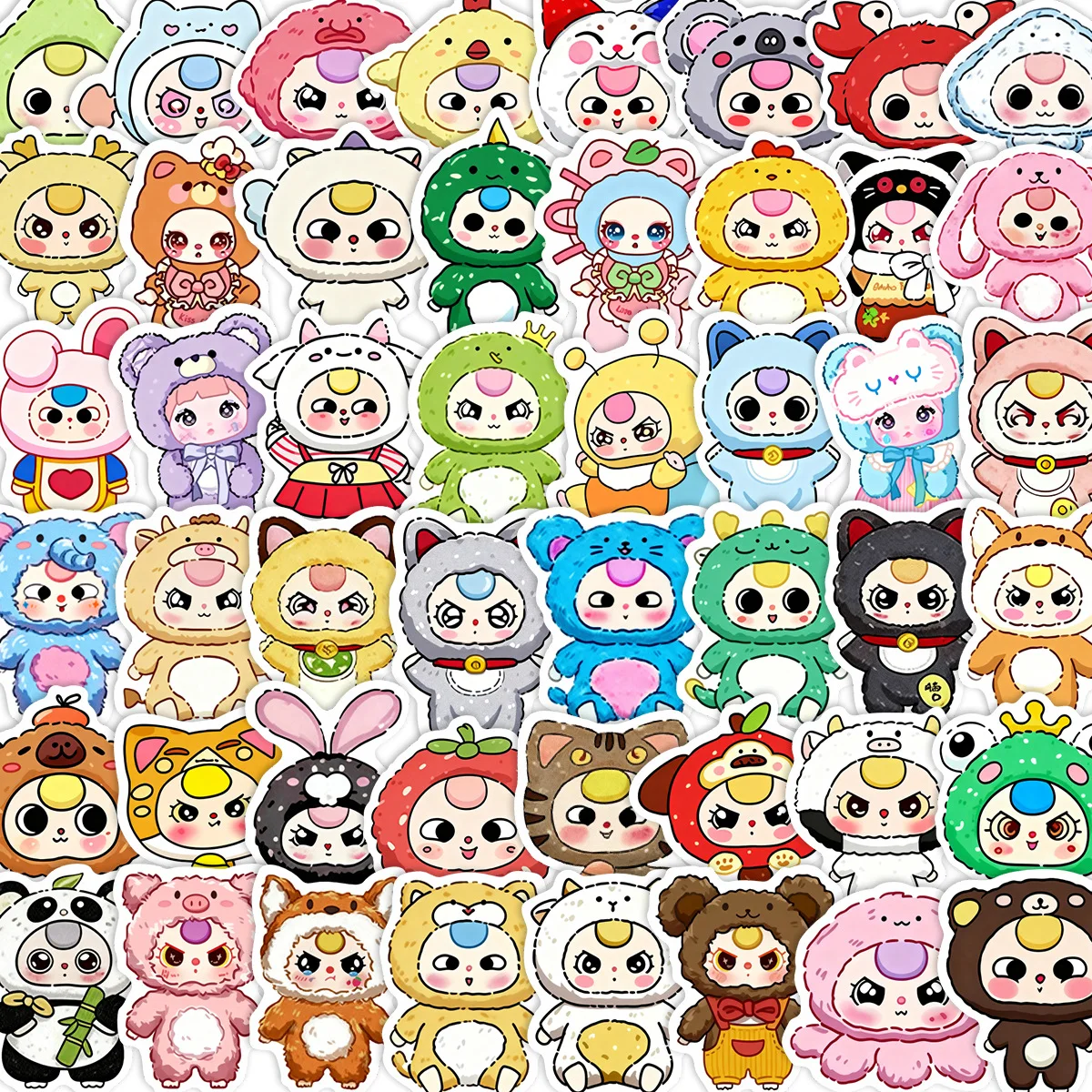 65 قطعة طفل ثلاثة ملصقات في المخزون الطفل ثلاثة ملصقات صناعة يدوية سكرابوكينغ الهاتف الأمتعة سكيت الفينيل الشارات مقاوم للماء #1