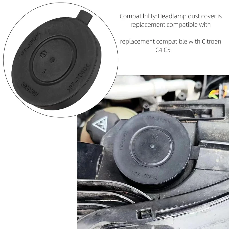 Car Headlight Bulb Dust Protection Cover External Modification Accessories Suitable For Citroen C3C4C5 Peugeot 301 508 3008 308.