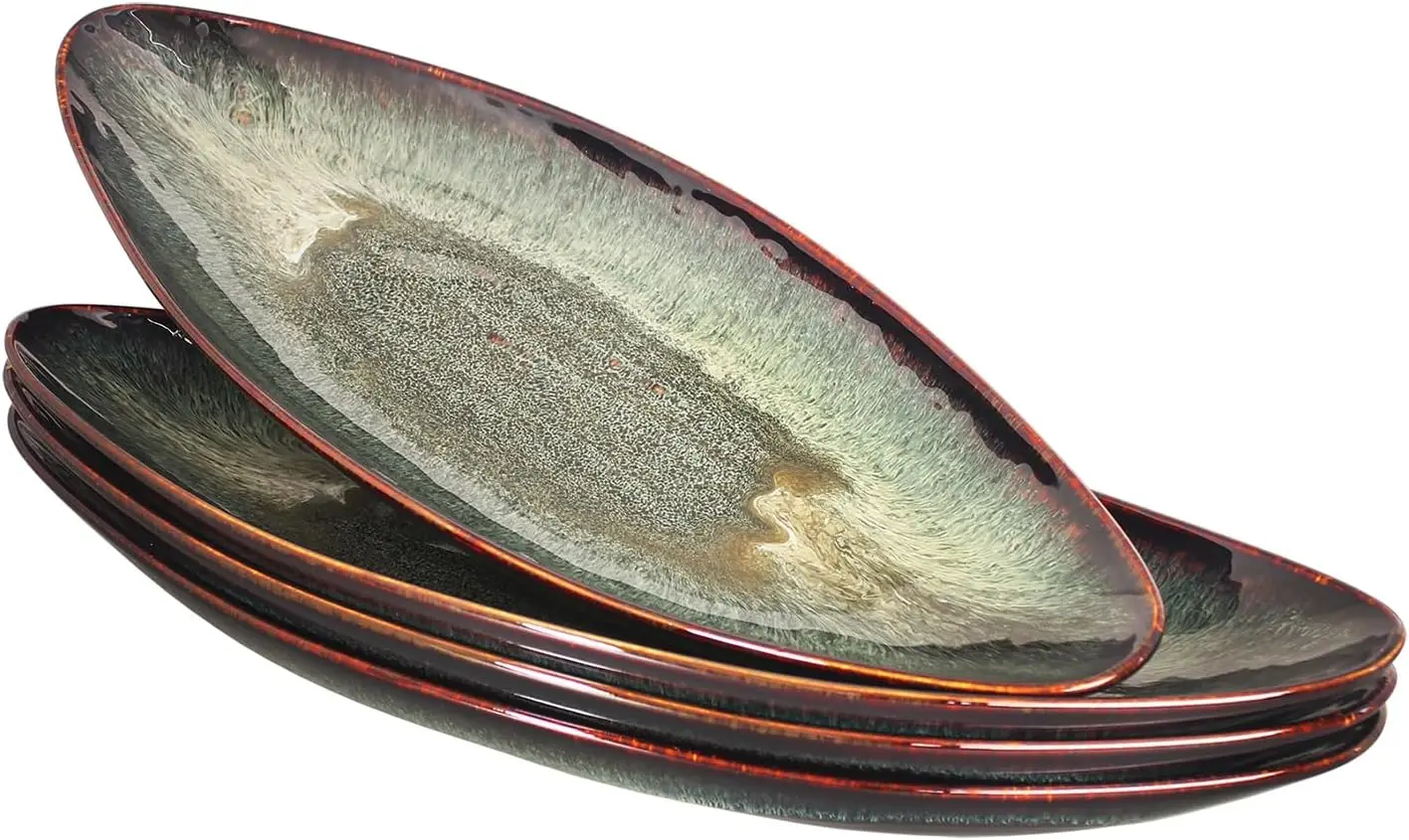 

Набор из 4 больших фарфоровых сервировочных блюд с черной глазурью для вечеринок, поднос для суши, салатов и закусок