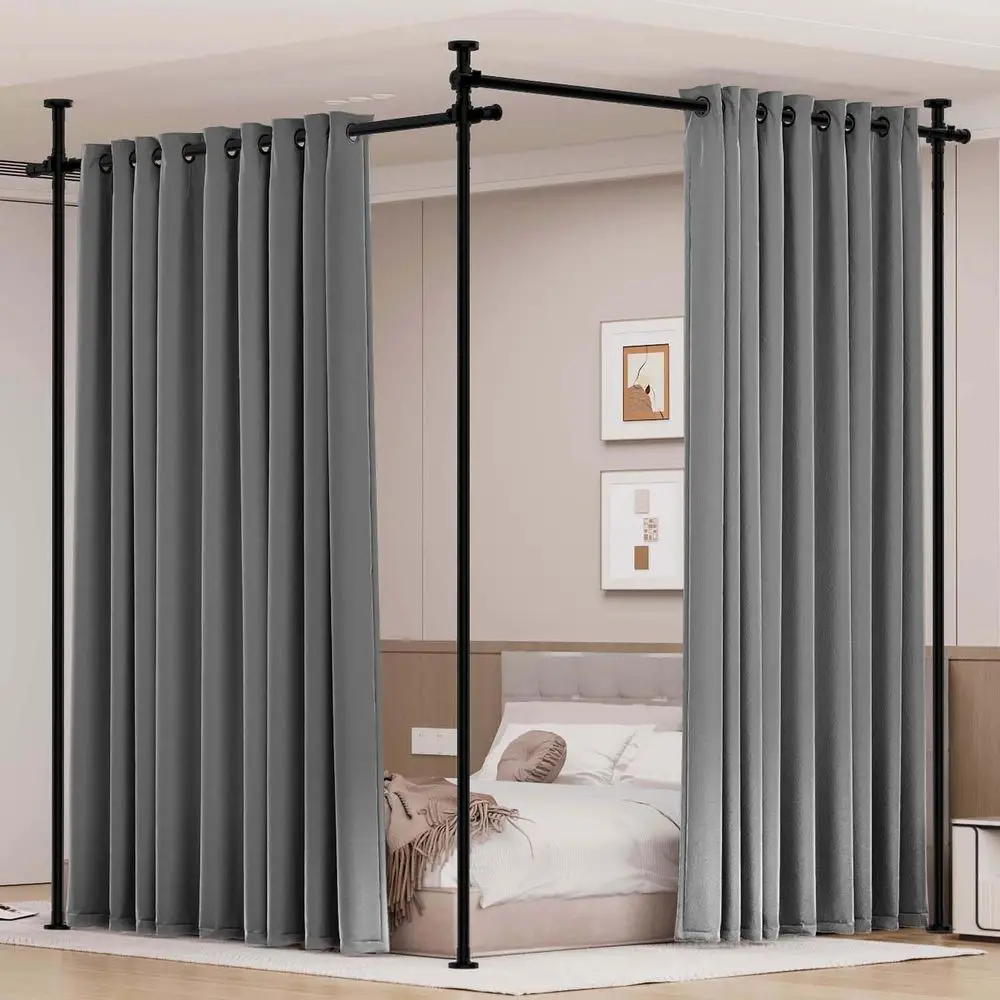 

Металлическая перегородка-штора для зонирования помещения, портативная, шириной 28-114 дюймов, без сверления, сверхпрочная, для разделения пространства