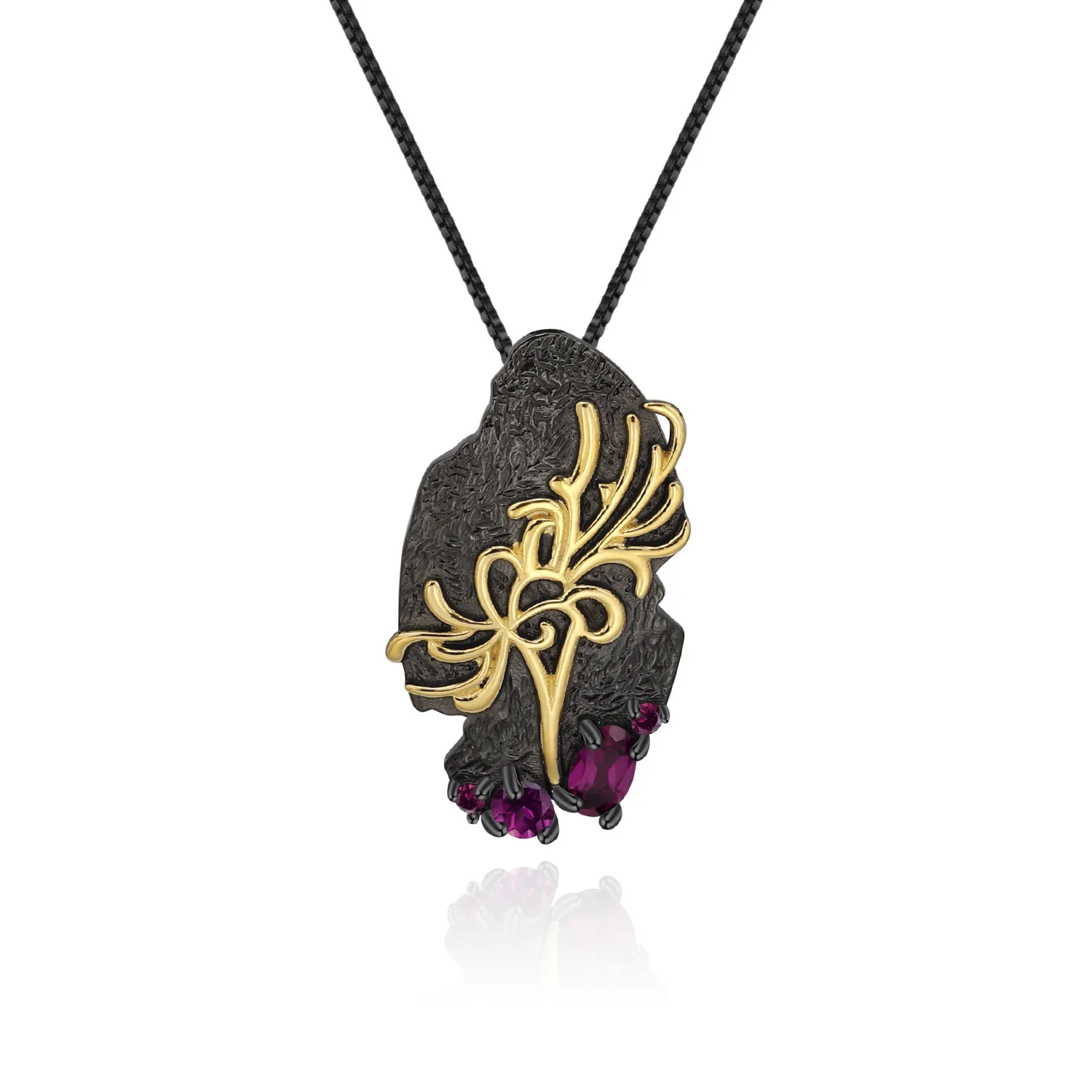 

Luxury brand genuine real jewels Designer premium natural rose grenade pendant Georgia design S925 silver color Necklace Pendant