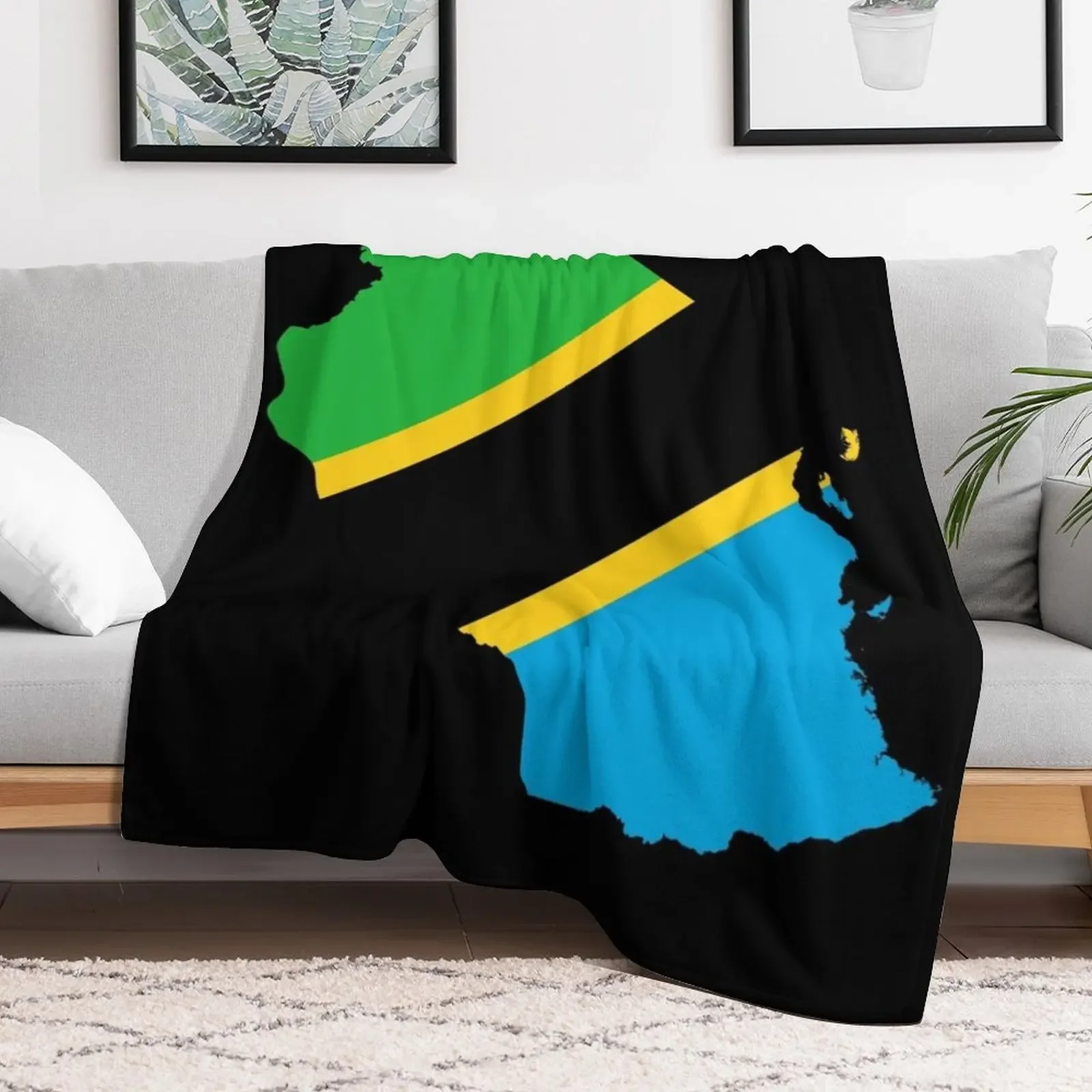 Flag Map of Tanzania Throw Blanket Hairy christmas gifts Decorative Beds Bed Fashionable Blankets