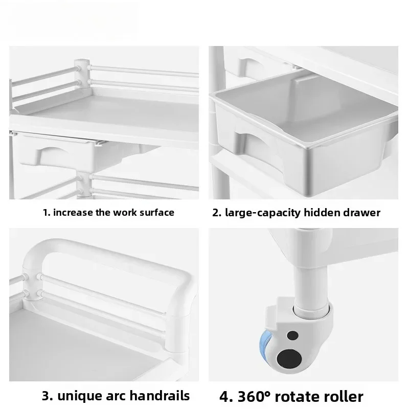 Tool Trolley for Spa Clinic Equipment Storage and Treatment Cart Hair Salon Furniture Salon Trolley Rolling Cart Utility Cart