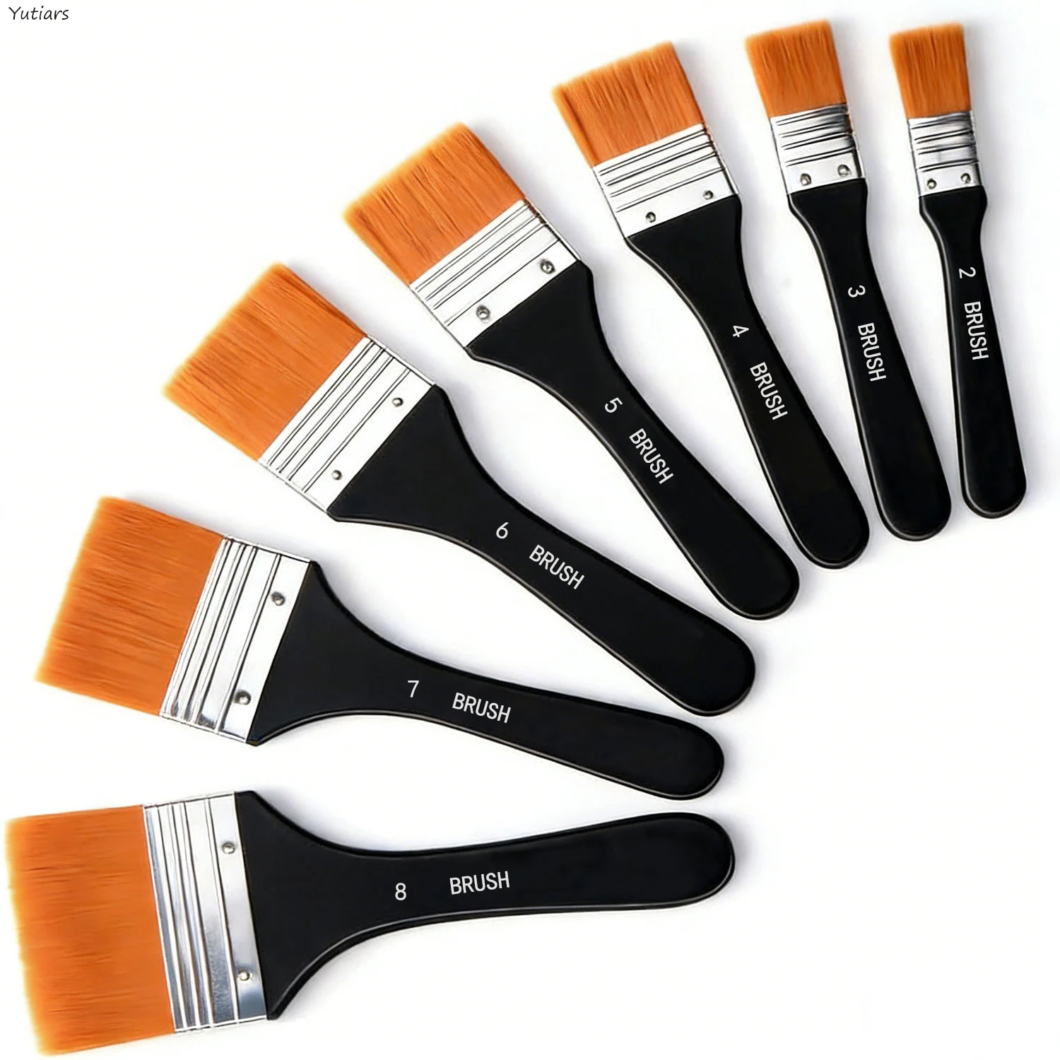7pcs Flat Artist Paint Brush Large Wash Brushes Set for Gesso Varnishes Acrylic Watercolor Painting Wood Wall Furniture Cleaner
