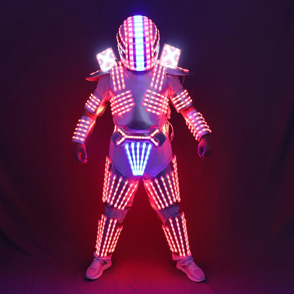 RGB Color LED Growing Robot Suit Costume Men LED Luminous Clothing Dance Wear For Night Clubs Party KTV Supplies